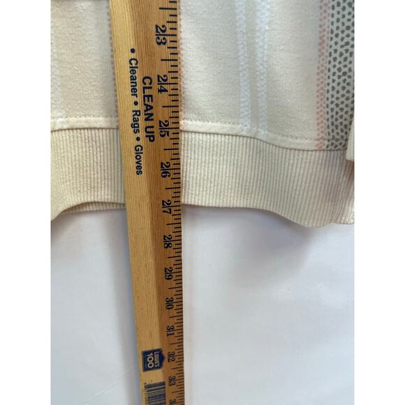 C&C California Women's Size Large Cream Striped Long Sleeve Pullover Hoodie - Picture 6 of 7
